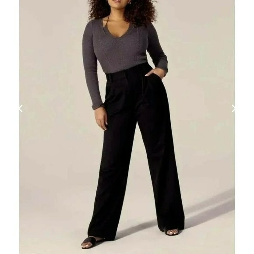 Favorite Daughter Favorite Pant Black Trouser Wide Leg Trouser Relaxed Fit  18
